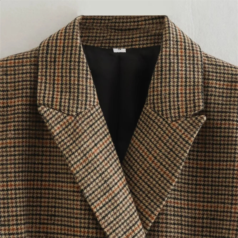 TRAF AutumnWinter Product Womens Casual Versatile Collar Long Sleeve Double breasted Medium length Suit Coat 250122