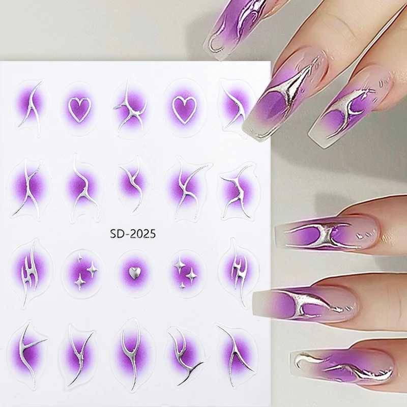Gold Brozing Star 3D Nail Art Sticker Metallic Silver Pentagram Nail Decoration Reflective Adhesive Slider Decals DIY AccessoryXJ250120