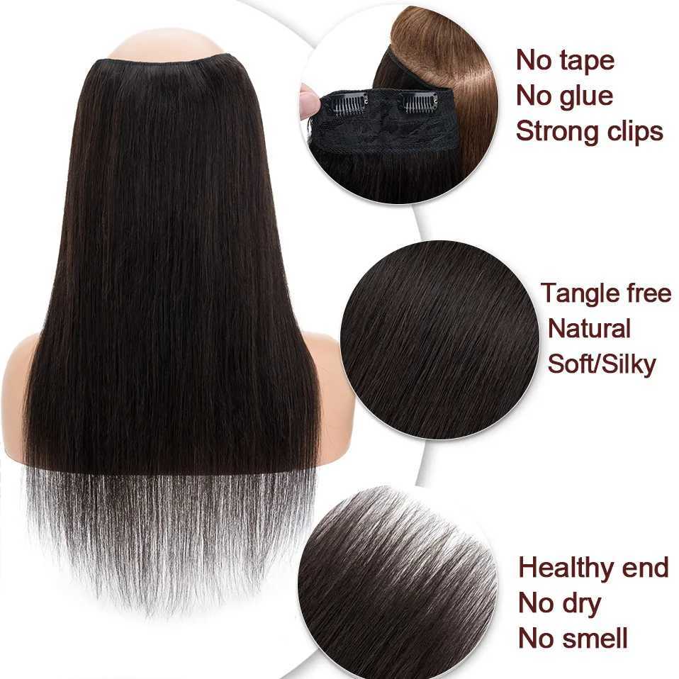 SEGO 2 -22 V-shaped clip style hair extension truly human hair invisible seamless clip style straight one-piece female hair W250113
