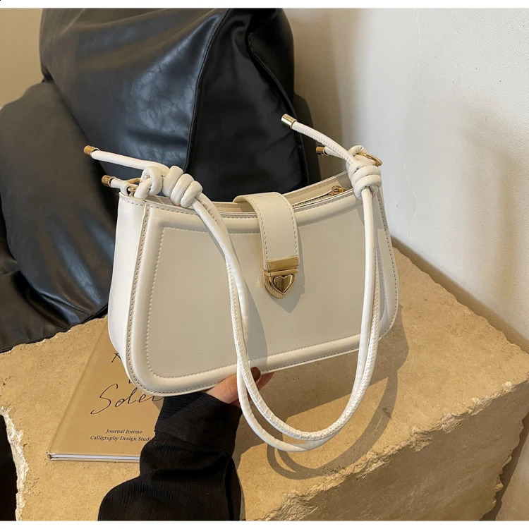 White Single Shoulder Bag for Women Classic Flap Small Underarm Bags Lady Daily Out Casual Handbag Purses 250121