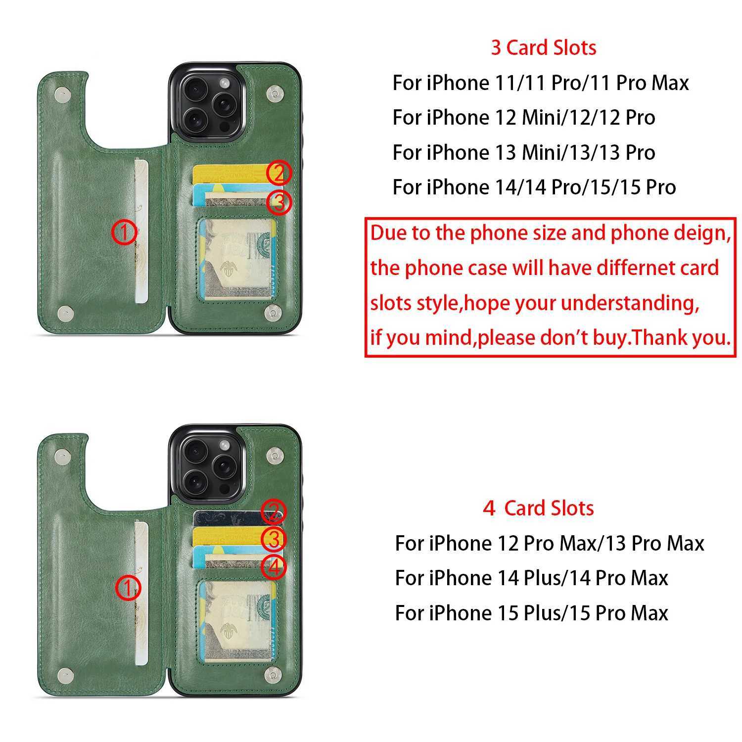 for iPhone 15 14 Plus 13 12 11 Pro Max Wallet Case With Card Holder PU Leather Kickstand Card Slots Case Double Magnetic Clasp X250125