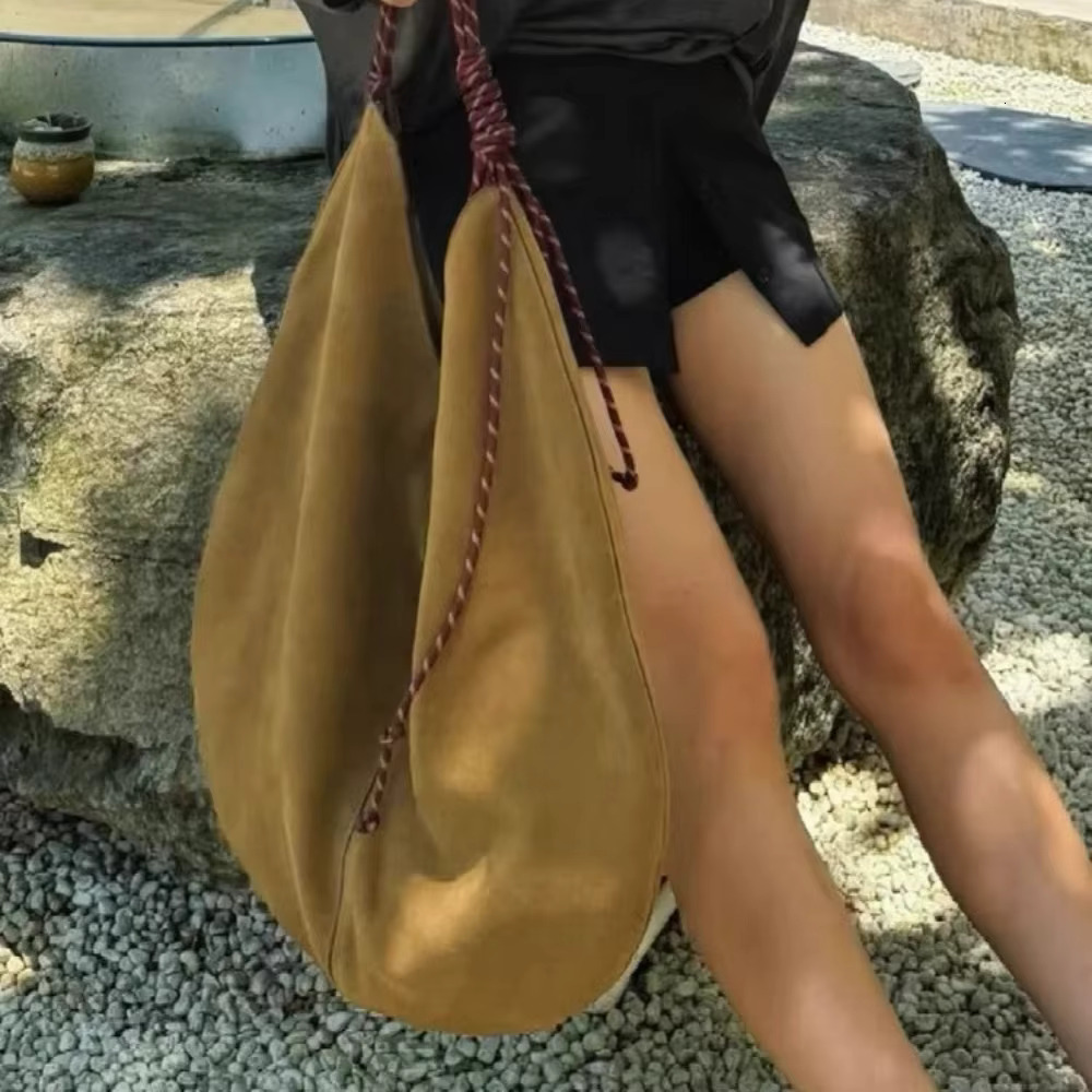 Half Moon Hobo Tote Bags for Faux Suede Shoulder Bag Rope Handle Women Designer Handbags 2025 New Large Shopper