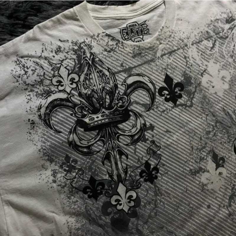 Retro fashion printed round neck short sleeved Y2K Gothic rock clothing couple global sports T-shirt personalized top W250117