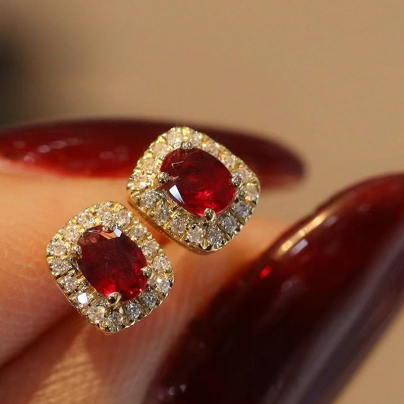 2025 Choucong Stud Earrings Vintage Jewelry 925 Sterling Silver Gold Fill Oval Cut Ruby Pave Cubic Zircon CZ Diamond Party Women Wedding Earring For L