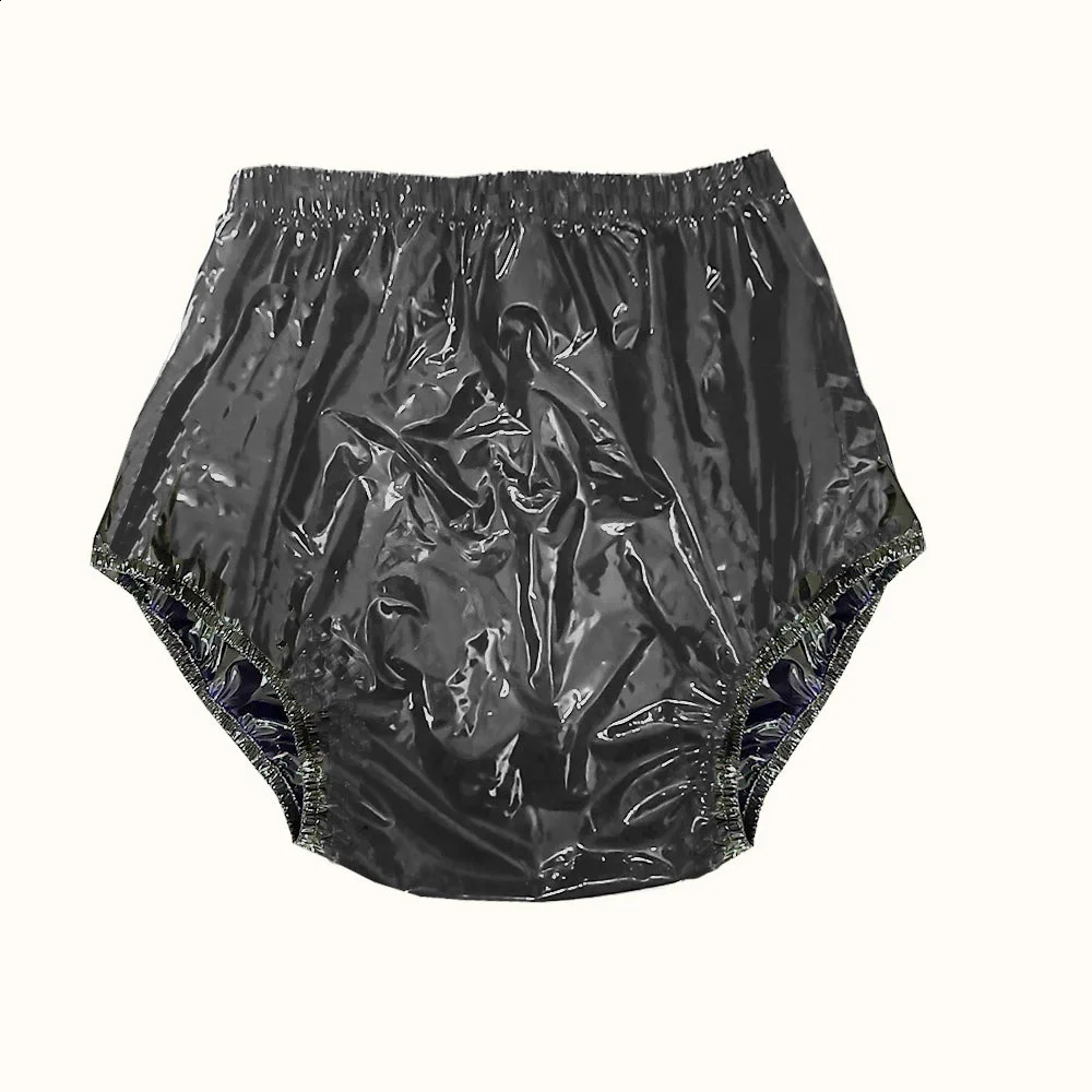 Reusable PVC Panties Adult Diapers Coat Leak-proof Plastic Teen Diaper Cover Non-disposable Diapers Non Transparent Black 250114