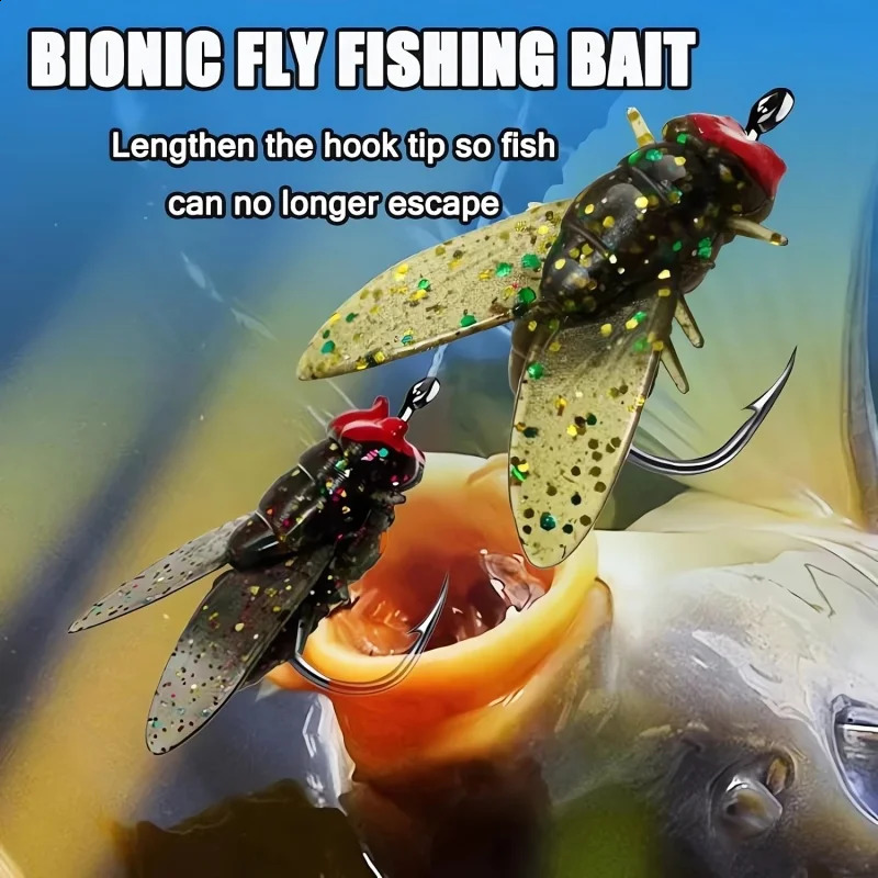 20 pieces/box of biomimetic fly fishing bait soft fly hook soft bait with hook adding attractive fishing equipment for salmon and trout 250109