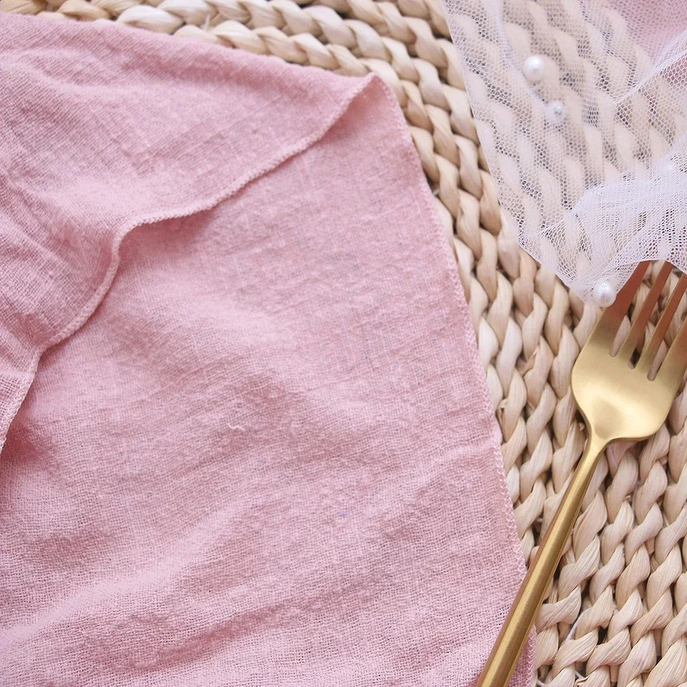 10Pack 30x30cm Pink Sewing Cloth Napkins Cotton Factory Wholesale Fabric Serviette Gauze Table Towels Wedding Decoration 250108