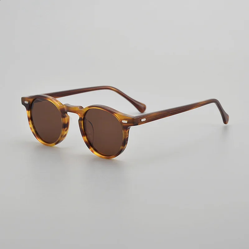 Top Quality Classic Retro Round Polarized Sunglasses for Men Vintage Acetate Sunglass Women Outdoor Driving Fishing Sun Glasses 250121