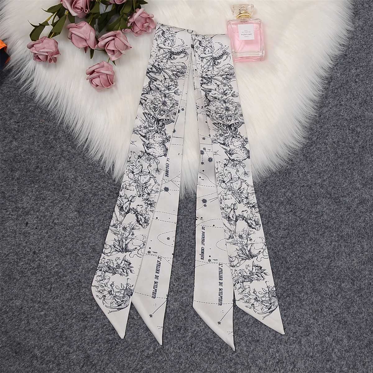 Tarot Constellation % Twill Silk Scarf Women Brand Scarf Skinny Bag Scarves Design Wrist Towel Foulard Neckerchief Headband W250118