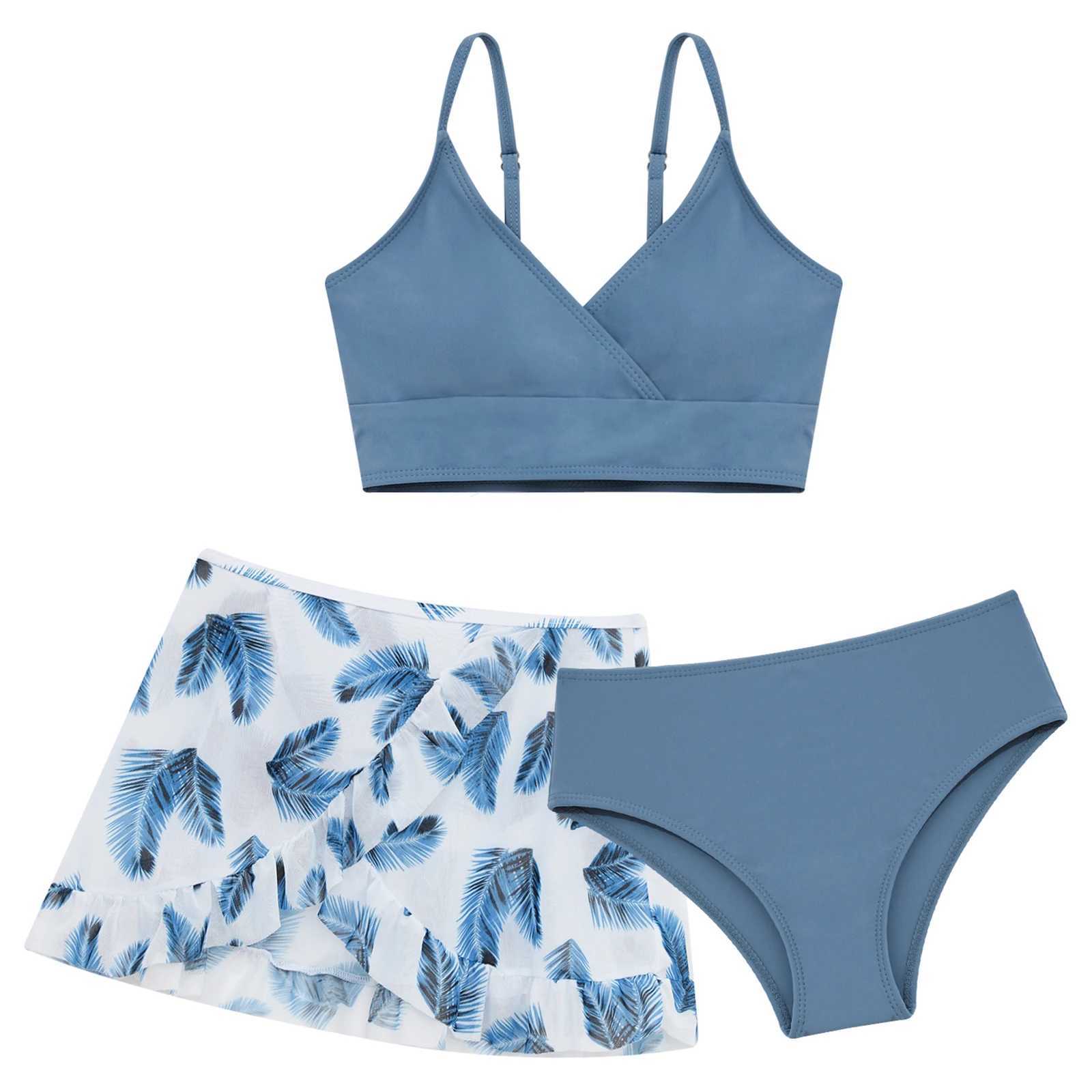 Kids Girls Swimsuit Bikini Set Bralette Girls Two-Piece Bathing Suits Volant Top Bikini Panties Swim Beachwear Tankini BeachwearXJ250117