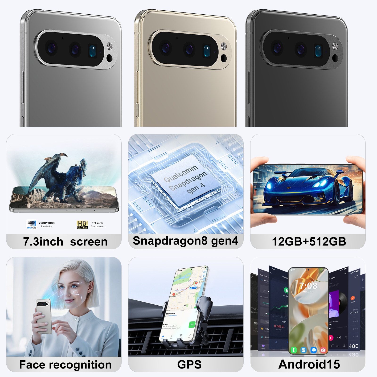 High-performance Pixel phones android 9 Pro XL Android smartphone - 6.8 incell display - view 4