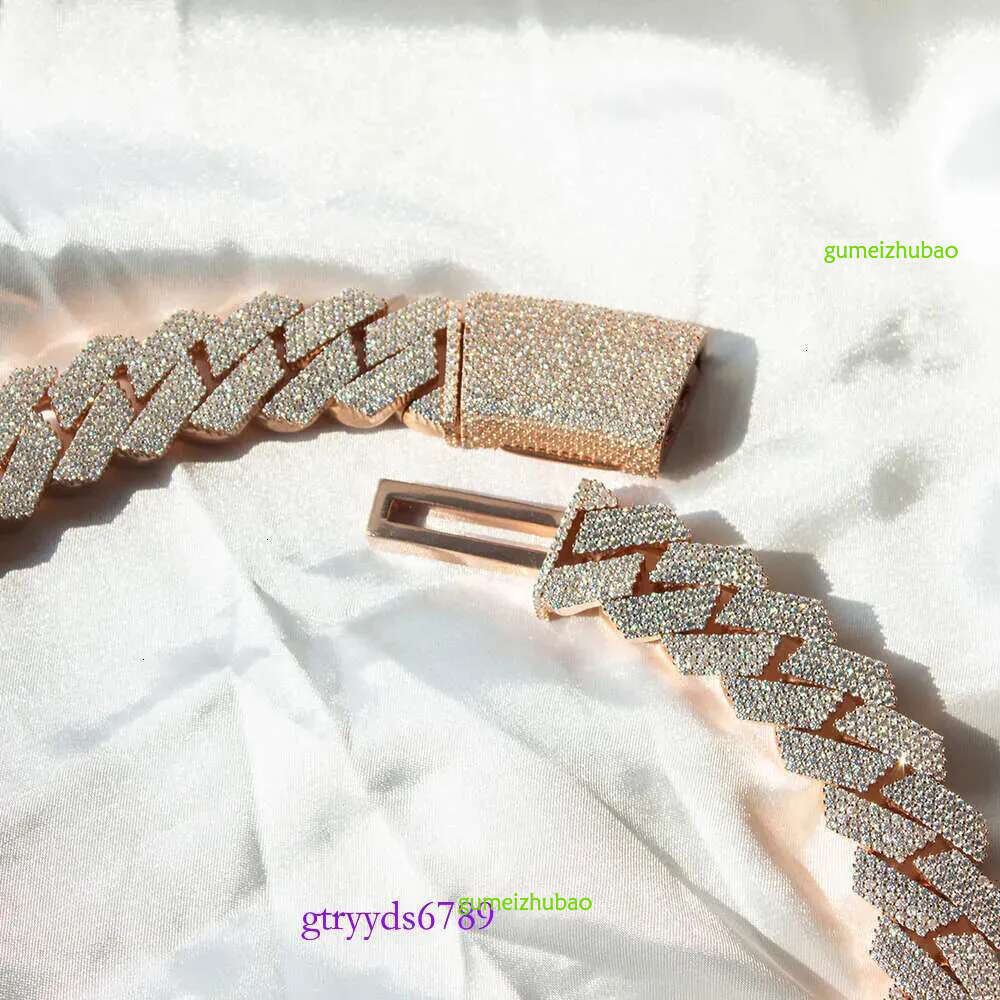 Kibo Custom Hip Hop Designer Necklace Jewelry Vvs Sterg Sier Def 20mm Dia Moissanite 14k Rose Plated Cuban k Chain