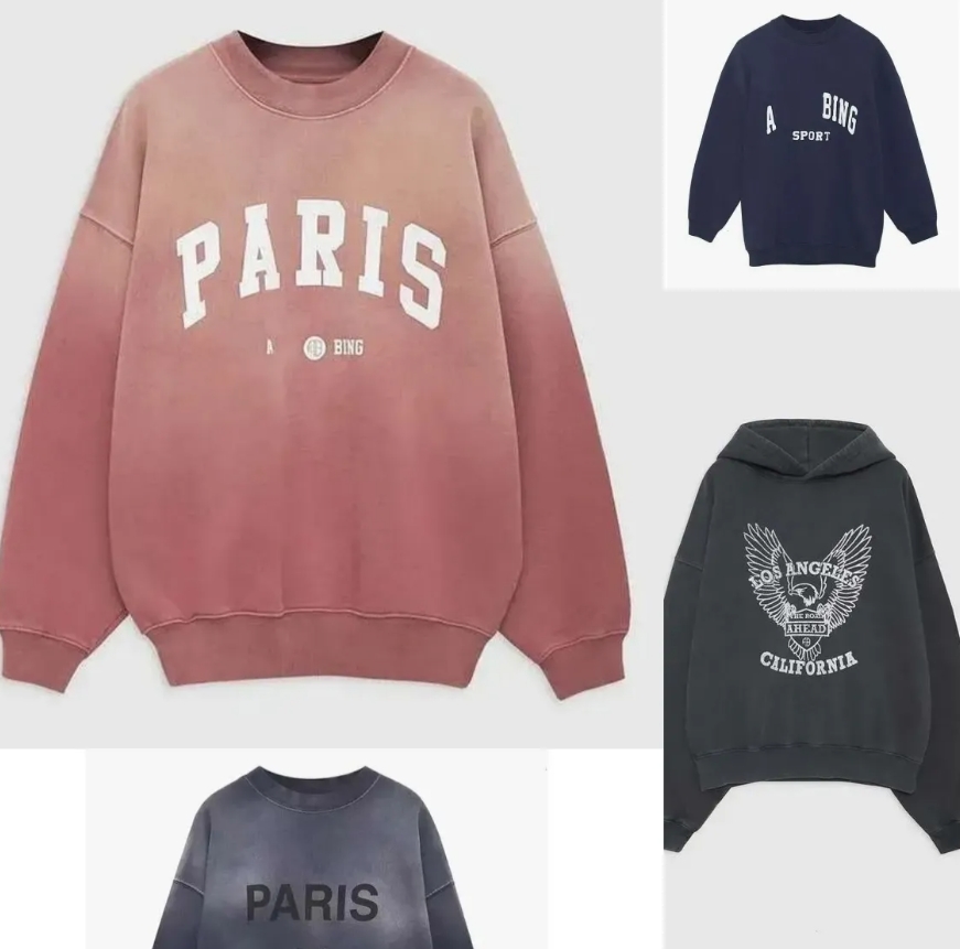 Ab High Quality Women Desginer Fashion Cotton Hooded New Bing Classic Letter Print Wash Water Stir Fry Color Snowflake Loose Sweatshirt Hoodies AAAA COOL xl max