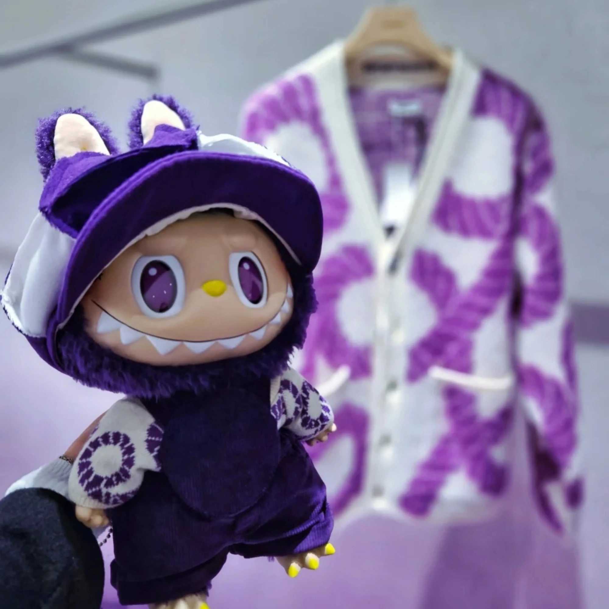Labubu 40cm High Quality Animation Purple Sweater Monster Fashion Large Proportion Doll Desktop Mystery Box Childrens Toys Gift W250116