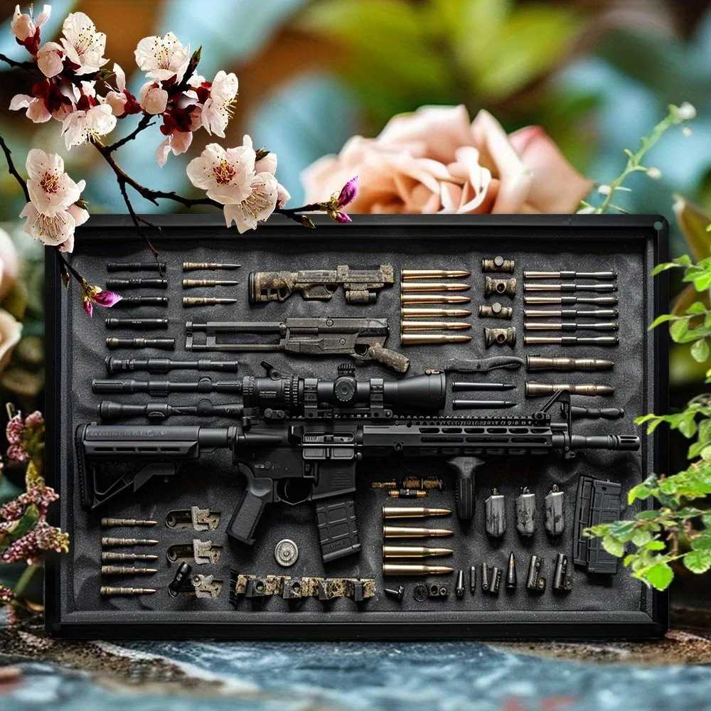 1Pc Vintage Metal Firearms Wall Art Plaque Sign Perfect for Cafe Man Cave Bars Garden Home Room Clubs Bedroom Gym Garage DecorXJ250116