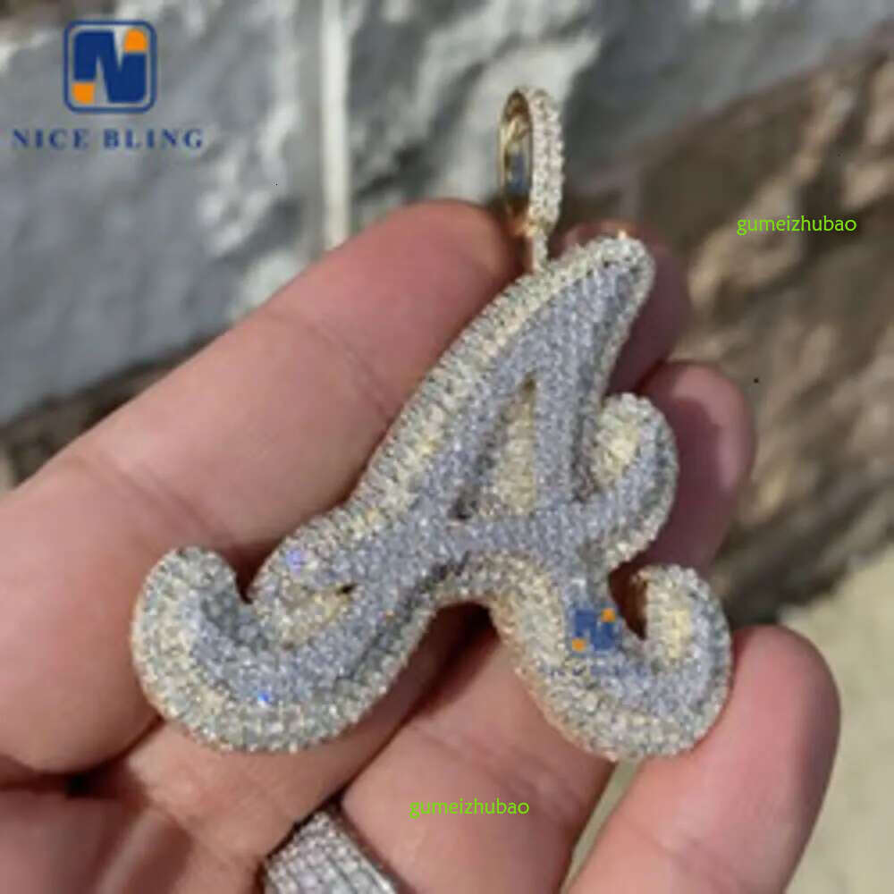 High quality pass dia tester sier letter 26 initial A B C D iced out custom moissanite pendant