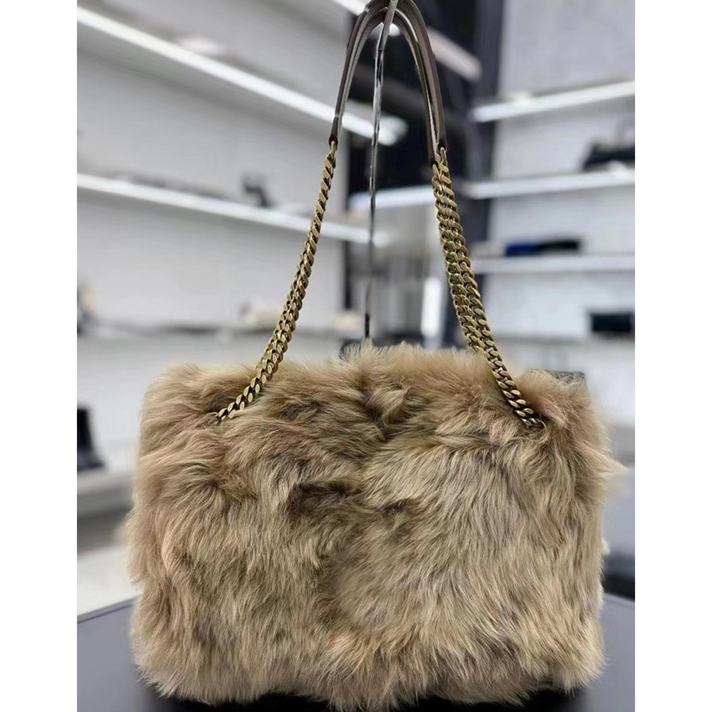 Fur Tote Bags Women: Plush Shoulder Bag with Chain, Warm Winter Handbag, Designer Shopper hot Purse for Fall 2024