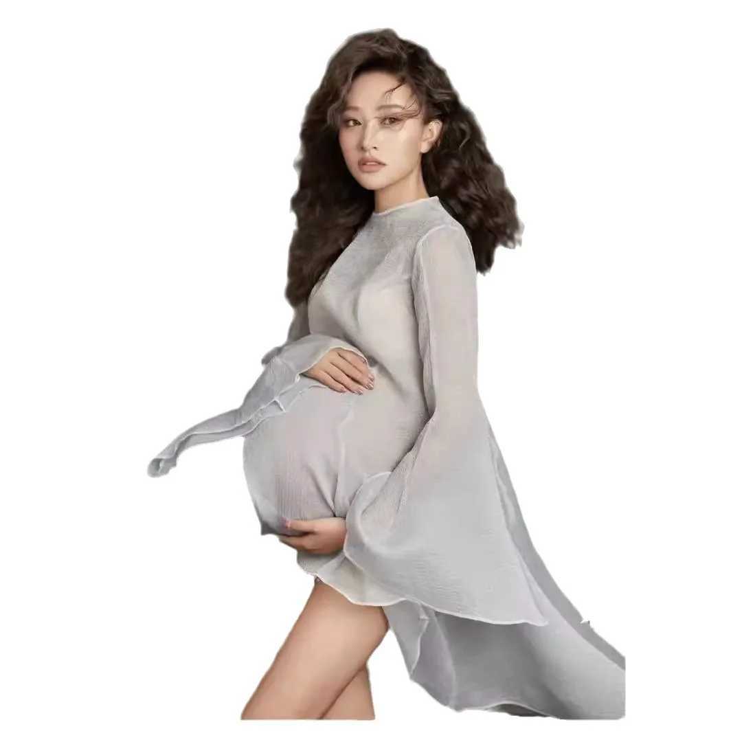 White chiffon summer maternity photography prop short skirt flash sleeves taking short skirts through pregnancy photos W250113 - view 7