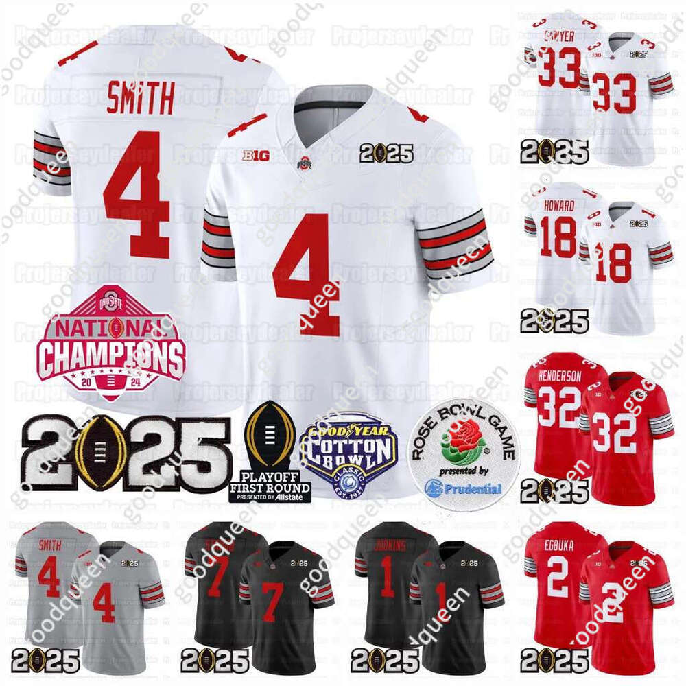 4 Jeremiah Smith Ohio States College Jerseys National Champion Buckeyes Jersey Jack Sawyer Will Howard Caleb Downs Treveyon Henderson Simon Denzel Burke Miyan