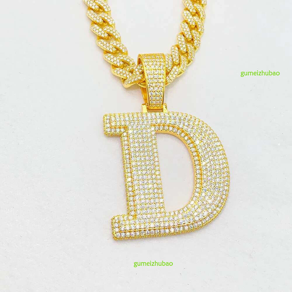 A-Z Sterg Sier Shiny Moissanite Letter Pendant with 3mm 24inch Rope Chain Jewelry for Men Women Nice Gift