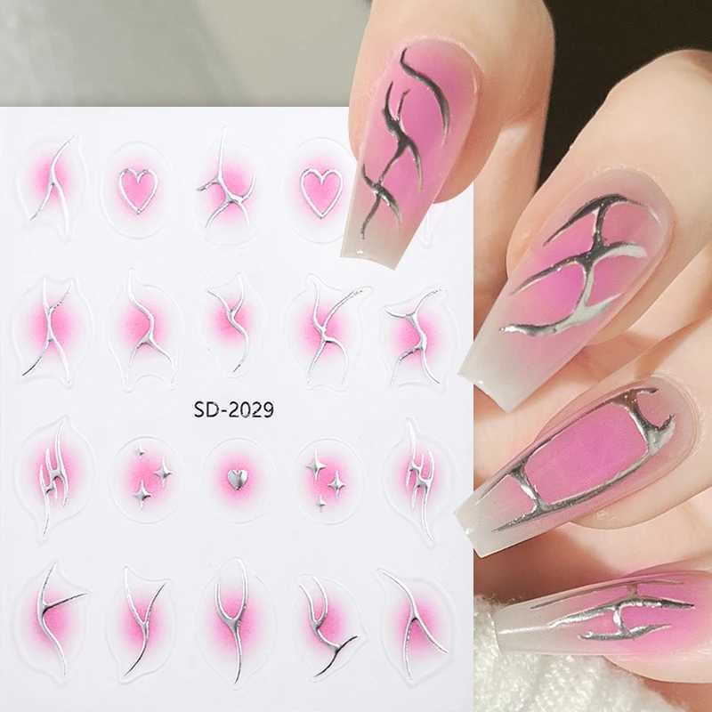 Gold Brozing Star 3D Nail Art Sticker Metallic Silver Pentagram Nail Decoration Reflective Adhesive Slider Decals DIY AccessoryXJ250120