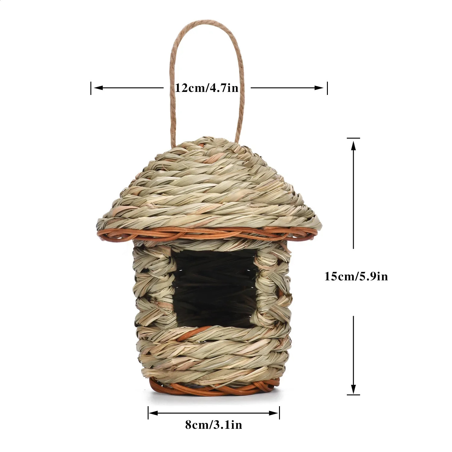 Birds Nest Bird Cage Natural Grass Egg Cage Bird House Outdoor Decorative Weaved Hanging Parrot Nest Houses Pet Bedroom 250207