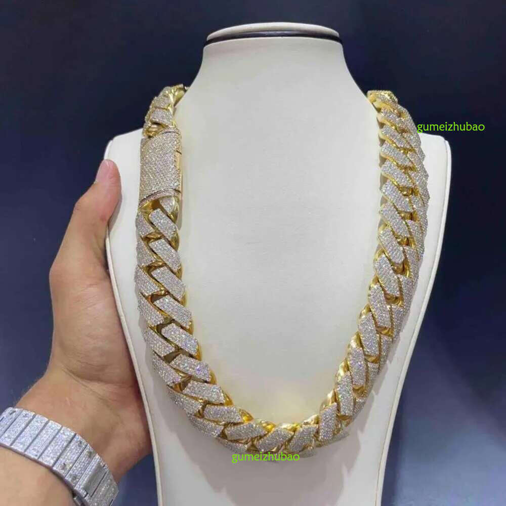 Top Quality Iced Out 20Mm VVS Dia Cuban k Chain Miami Hip Hop 10K Gold / Lab Grown Dias
