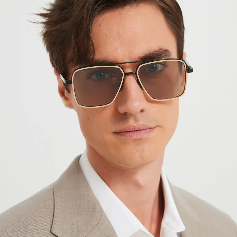 THE END II Mens Sunglasses Top Quality Square Alloy Classical Double Bridges Gold Black Gradient Lens UV400 250121