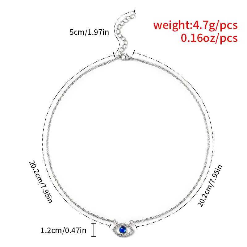 Turkish Lucky Double Layer Palm Evil Eyes Pendant Necklace for Women Micro Paved Rhinestone Eye Clavicle Chains Jewelry GiftXJ250121