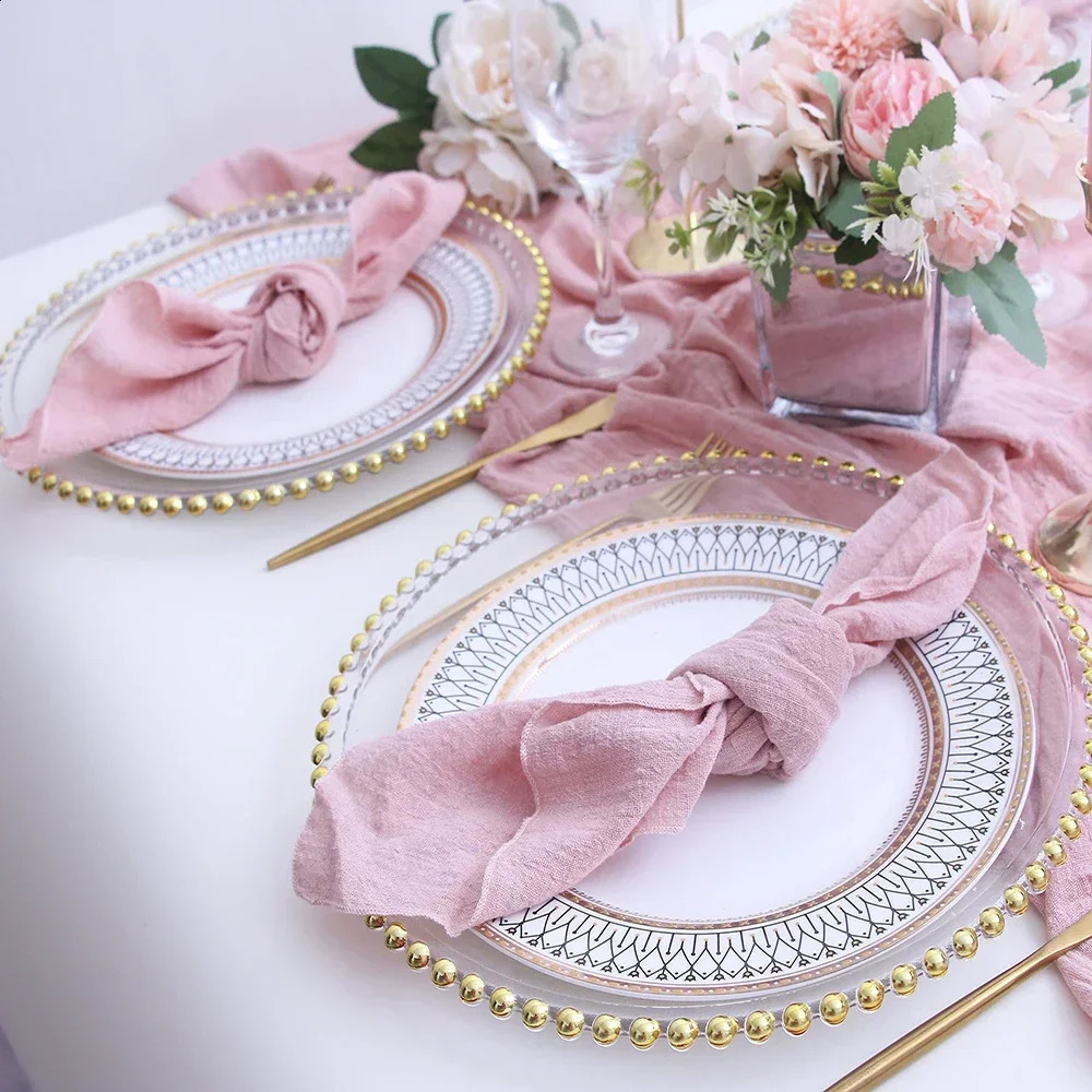 10Pack 30x30cm Pink Sewing Cloth Napkins Cotton Factory Wholesale Fabric Serviette Gauze Table Towels Wedding Decoration 250108