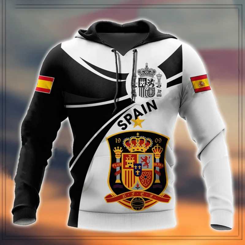Spanish Emblem Graphic Hoodie For Men 3D Spain National Flag Printed Clothing New in Hoodies Women Harajuku Fashion y2k Pullover W250114
