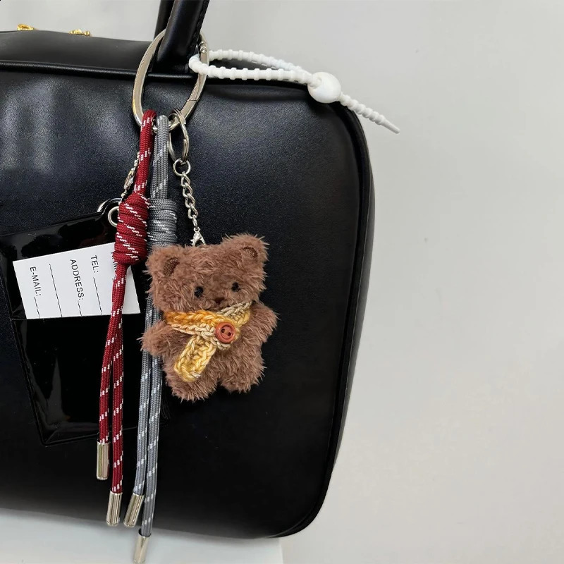 Cute Plush Bear Doll Hanging Decoration Mobile Phone Car Key Ring Keychain Puppy Pendant For Girls Women Gifts Bag Accessories 250122