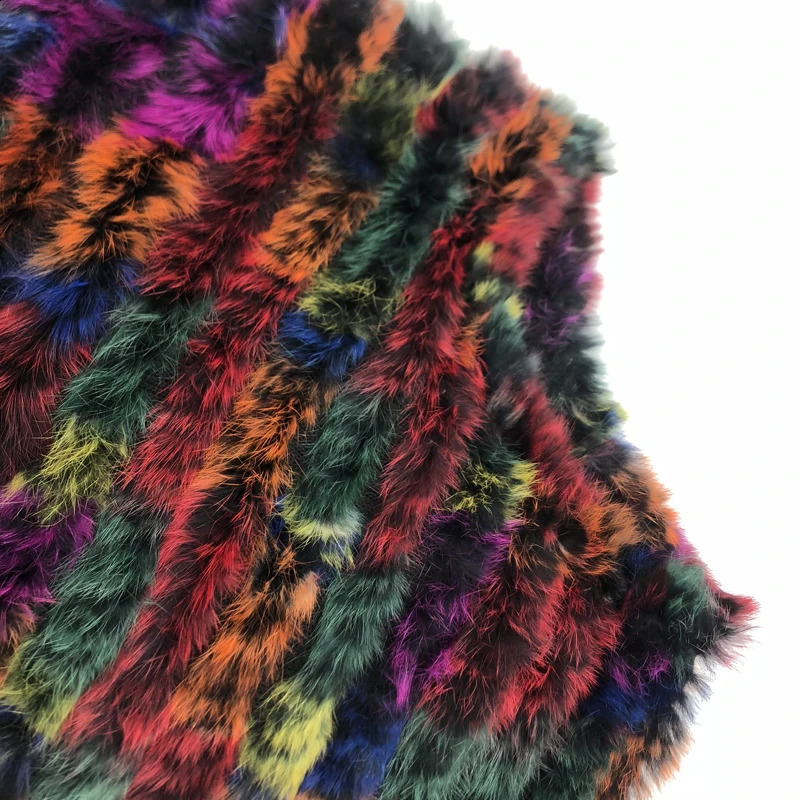 Winter Knitted Natural Fur Shawl Women Fashion Colorful Rabbit Hair Cape Female Rainbow Color Poncho Streetwear 250121