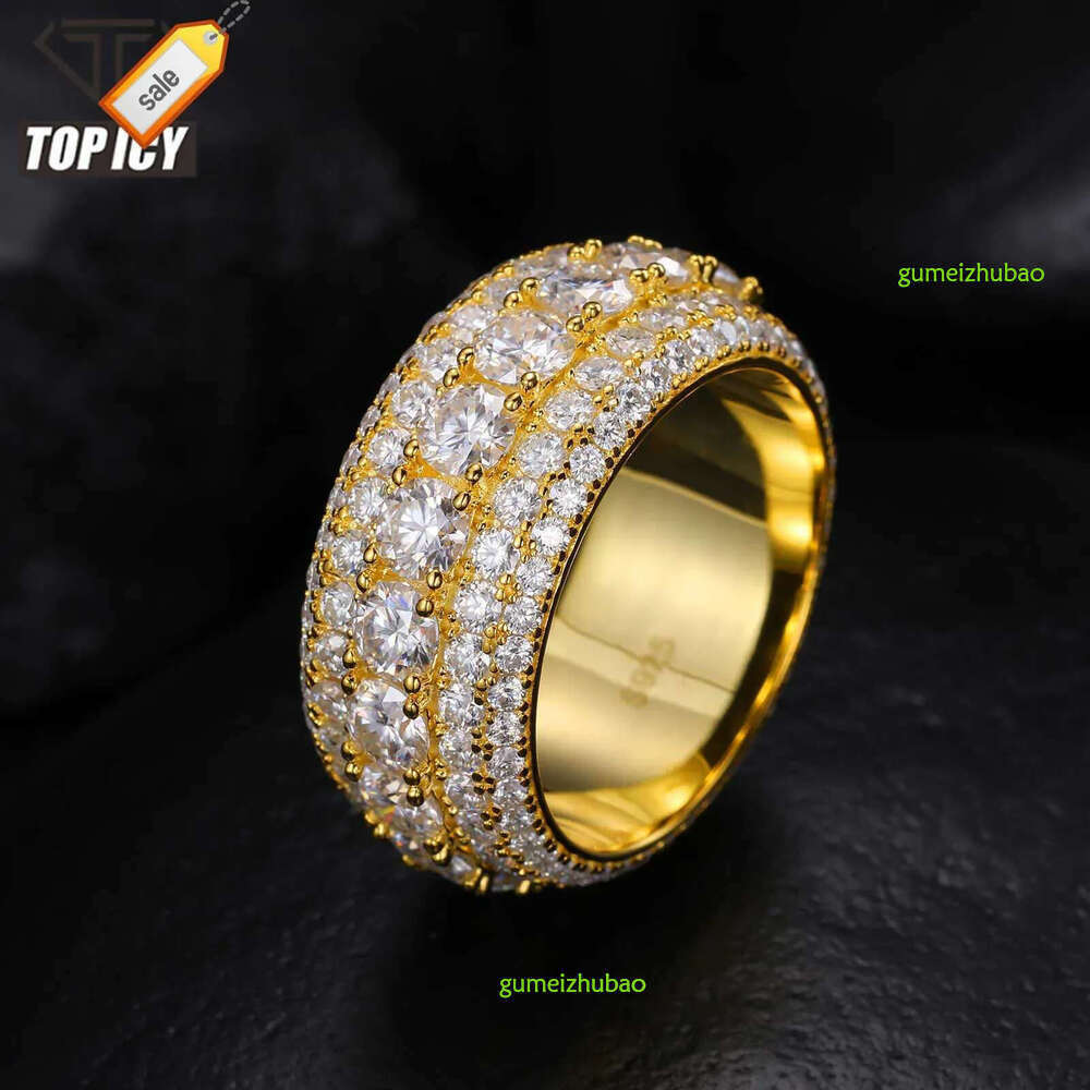 5 Rows Pass Dia Tester Sterg Sier Shiny Fashion Jewelry Rings Moissanite Ring Men