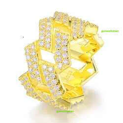 Pass Dia Tester Punk Style Cuban k Moissanite Ring Sterg Sier Shiny Rings Men
