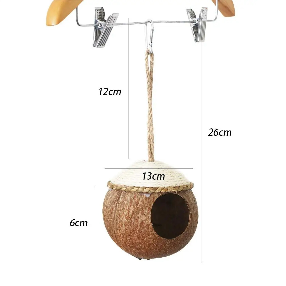 Cute Comfortable Natural Coconut Shell Bird House Pet Parakeet Finche Sparrows Cage 250207