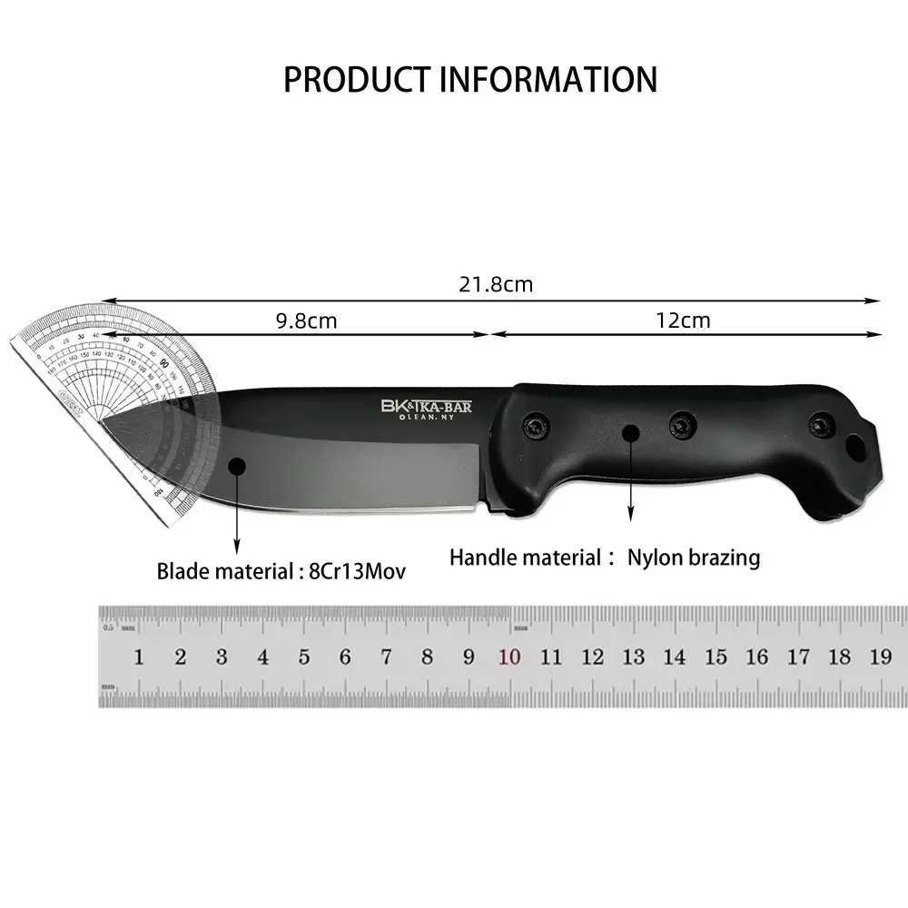 Black Kabar Becker Campanion BK2 Black Coated Blade Nylon Hand Hunting Tactical Outdoor Self Dense Military KnivesXJ250118