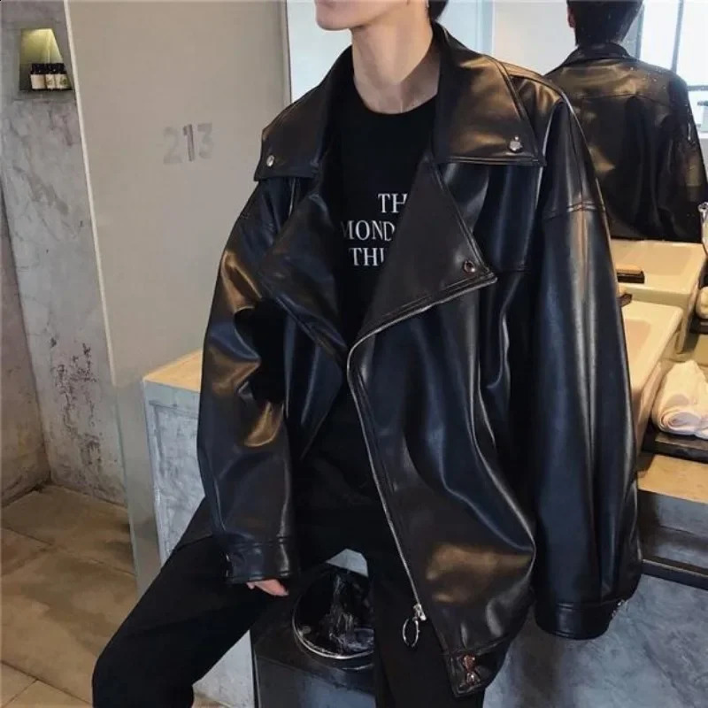 Trendy Leather Jacket for Men Casual Man Coat Korean Reviews Many Fast Delvery Stylish Harajuku Y2k Cold Vintage In Deals 250110Z