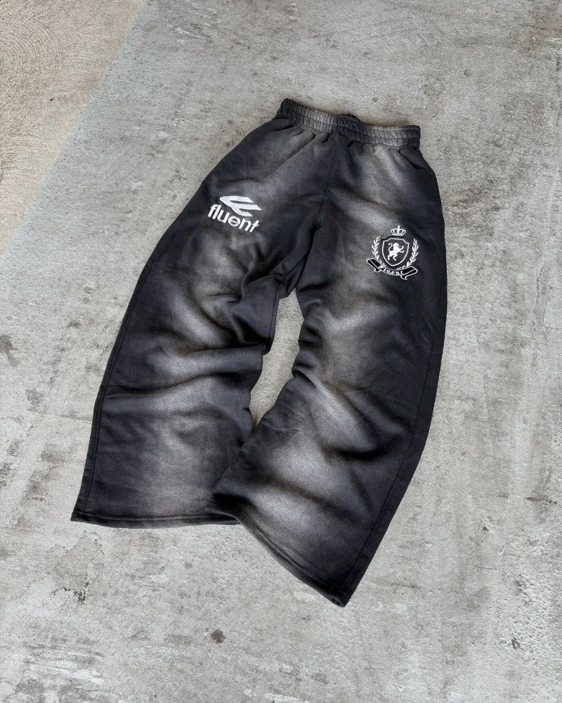 Y2K American retro fashion men sportswear alphabet embroidery zipper hoodie Harajuku street goth loose couple women casual pants 250117