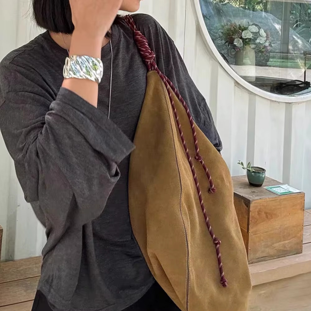 Half Moon Hobo Tote Bags for Faux Suede Shoulder Bag Rope Handle Women Designer Handbags 2025 New Large Shopper