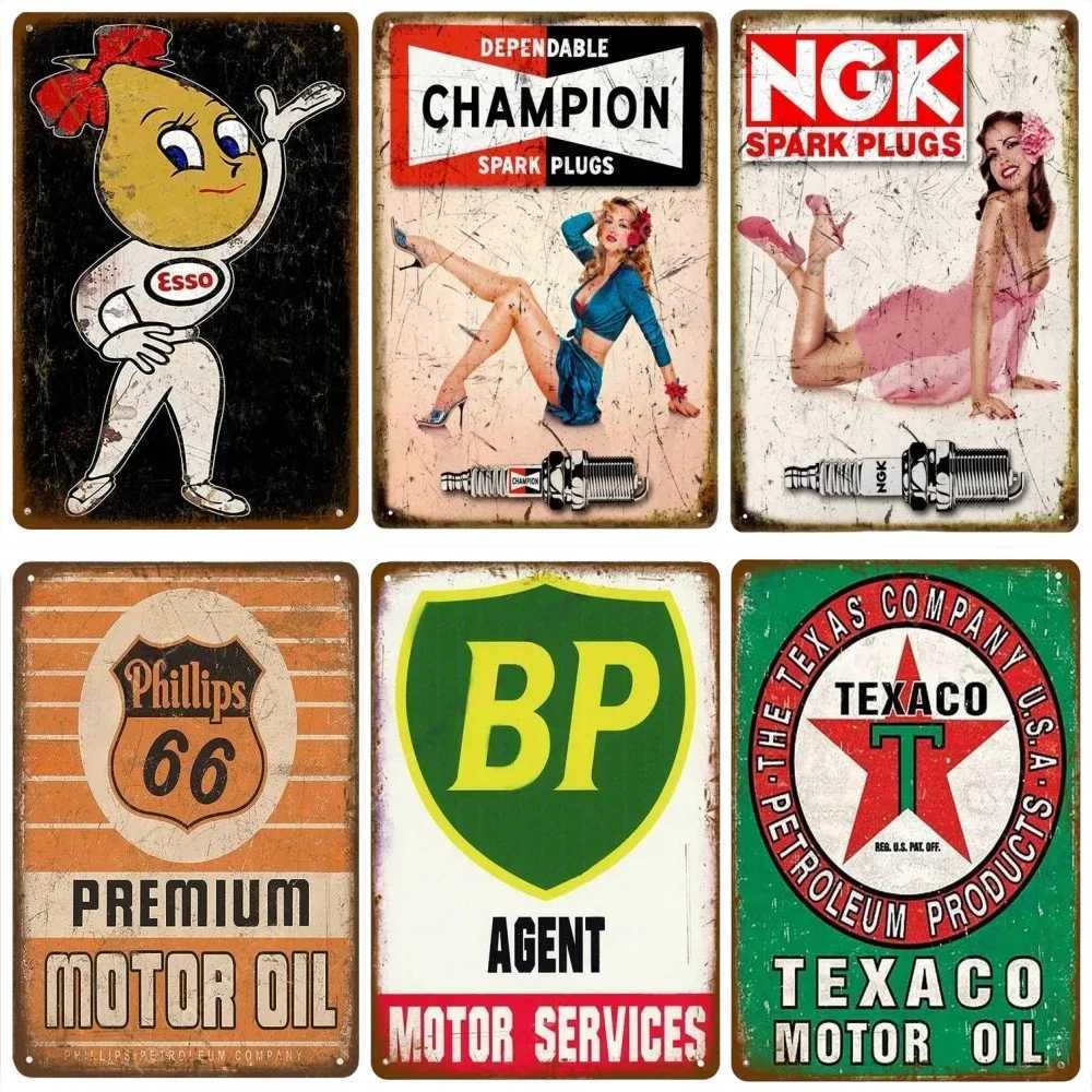Aluminum Vintage Motor Oil Gasoline route66 Metal Signs Poster Retro Garage Club Bar Pub Gas Station Wall Decorative Wall PlaqueXJ250116