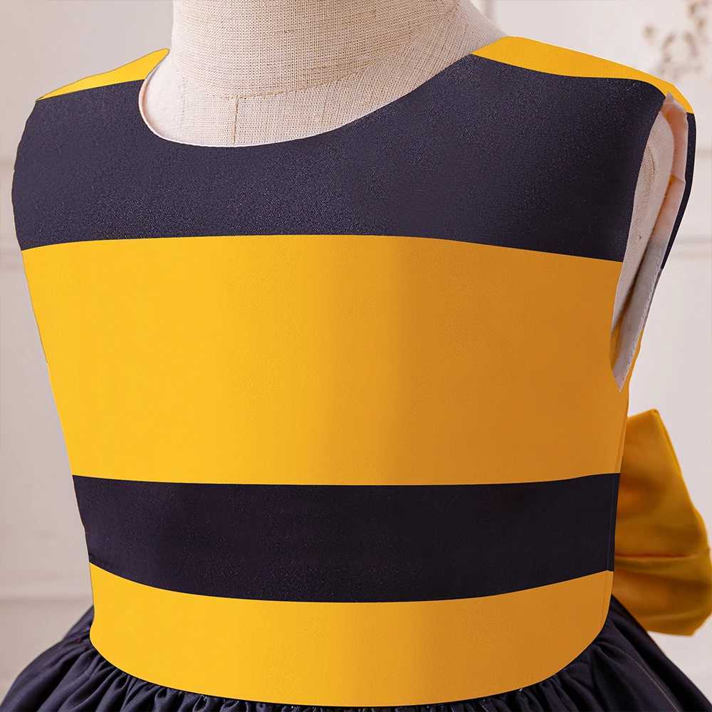Yellow Bee Tutu ParTY Dress for Baby Girl Kids Bee Stripe Summer Casual Dress CHIldren Bow Daily Holiday Dress Girls Wear X250220