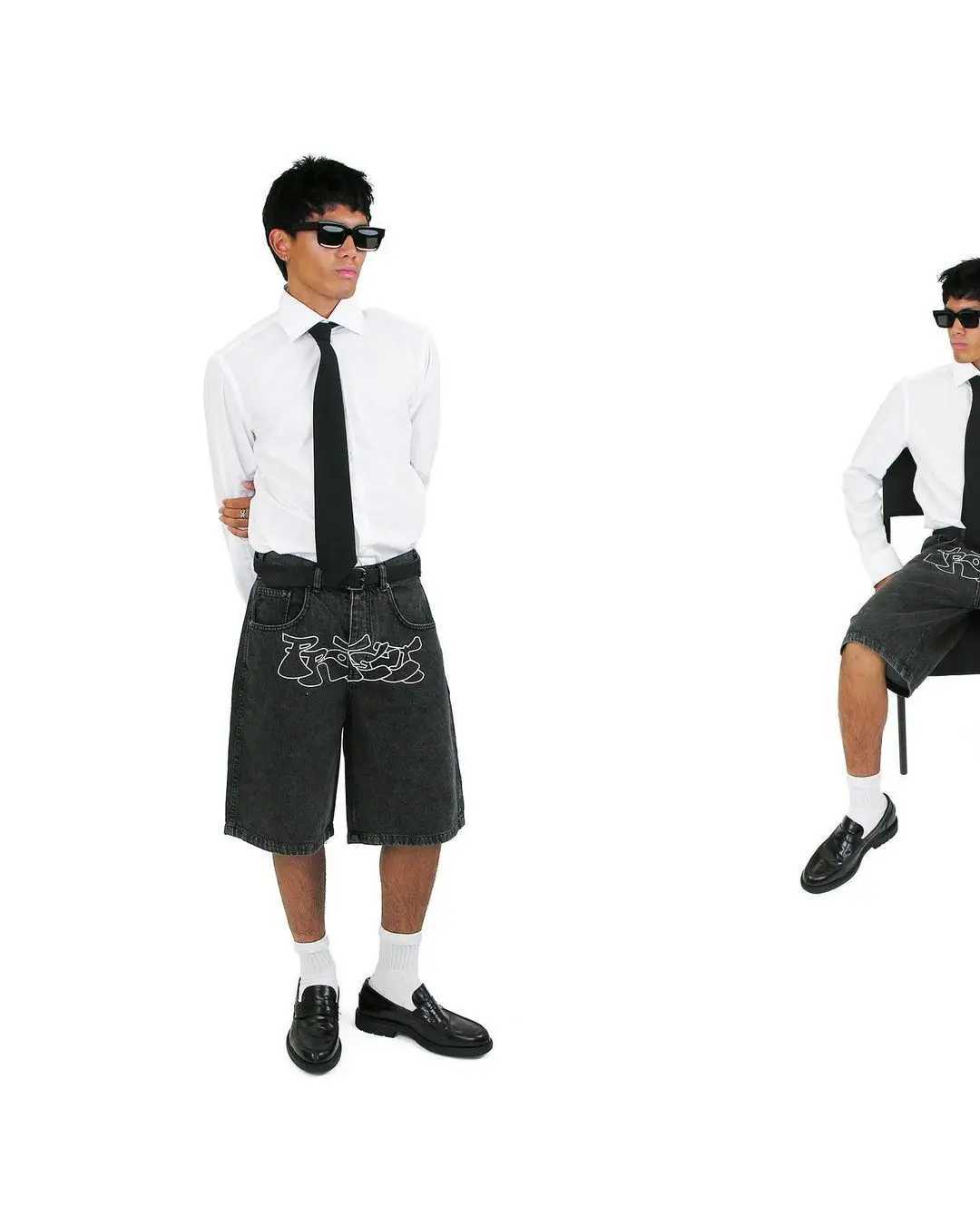 Y2k shorts hip-hop denim gym shorts mens 2023 summer new Harajuku fashion casual punk rock gothic mens basketball shorts W250319