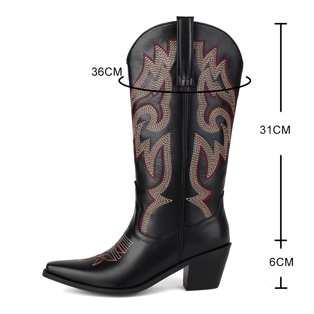Pink Cowboy Cowgirl Woman Boots For Women 2023 Retro Western Embroidered Pointed Toe Heeled Mid Calutumn Trendy Boot Shoes