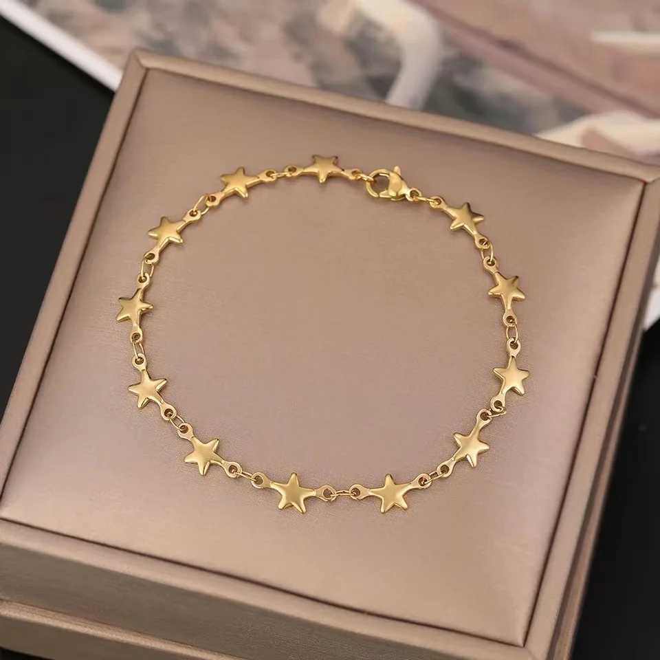 Stainless Steel Chain Bracelets For Man Women Gold Silver Color For Pendant Pentagram Donot Fade JewelryXJ250225