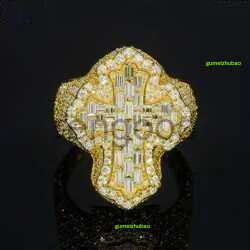 Fine jewelry iced out hip hop cuban gold plated sterg sier vvs moissanite dia ring for men