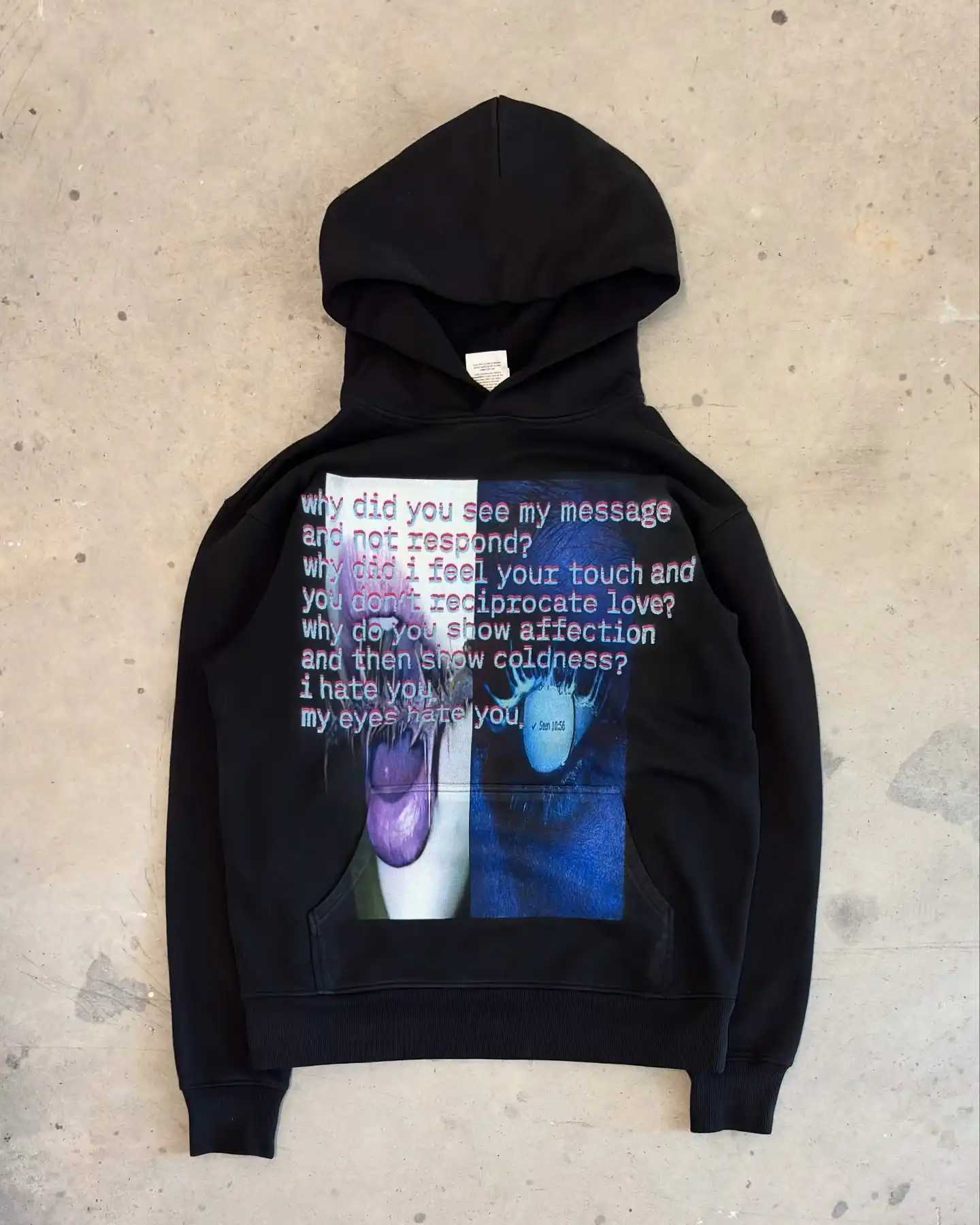 Harajuku Thickened Hip Hop Affection Hoodie Oversized Y2k Goth Hoodies Women Streetwear Tops Sweatshirt Grunge Men Clothing X250125