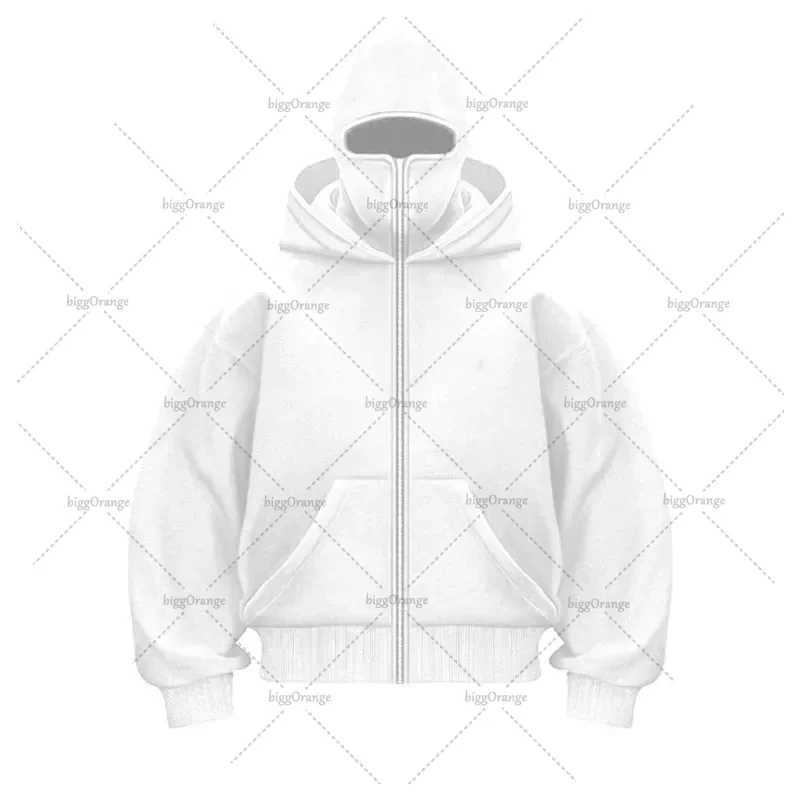 Hip Hop Punk Solid Color Double Hat Zipper Hoodie High Street Streetwear Jacket Men Personalized Splicing Oversized Sweatshirt X250125