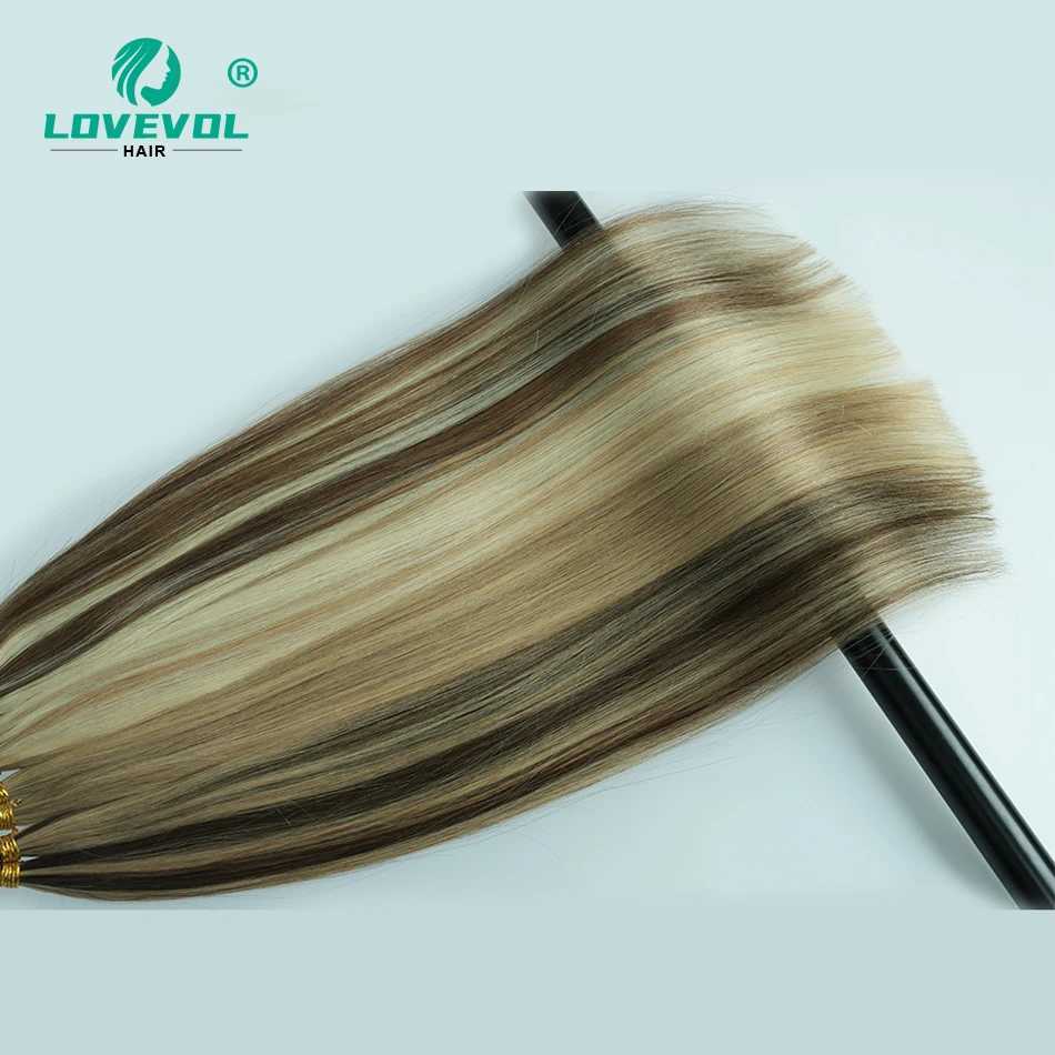 U-shaped pointed hair extensions human hair dark brown UTips hot fusion Remy hair extensions brown blonde highlights U-shaped pointed hair W250113