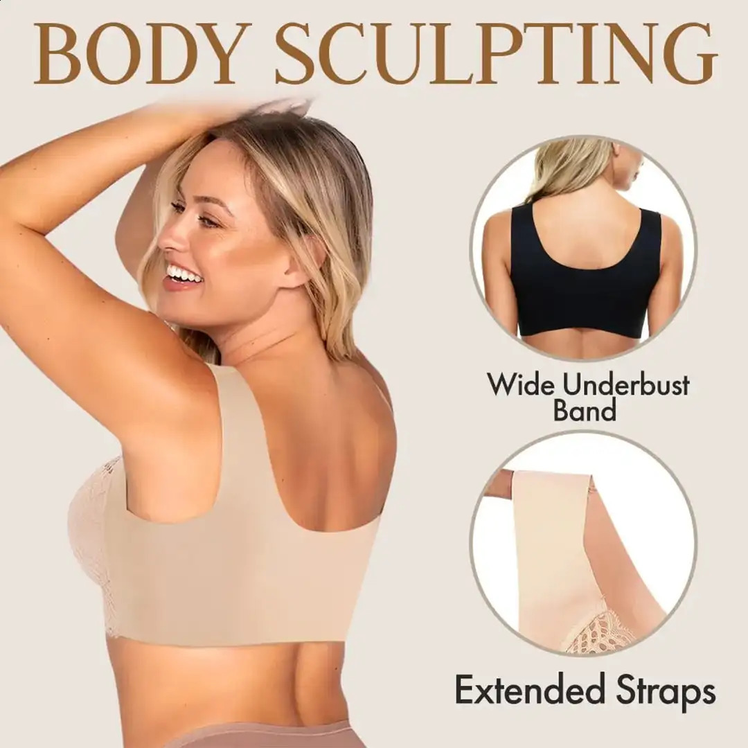 Womens Bra Ultimate Lift Stretch Plus Size Sports Sleep Seamless Lace Cut Out Wire Free Vest Style Push Up Large bra 250122